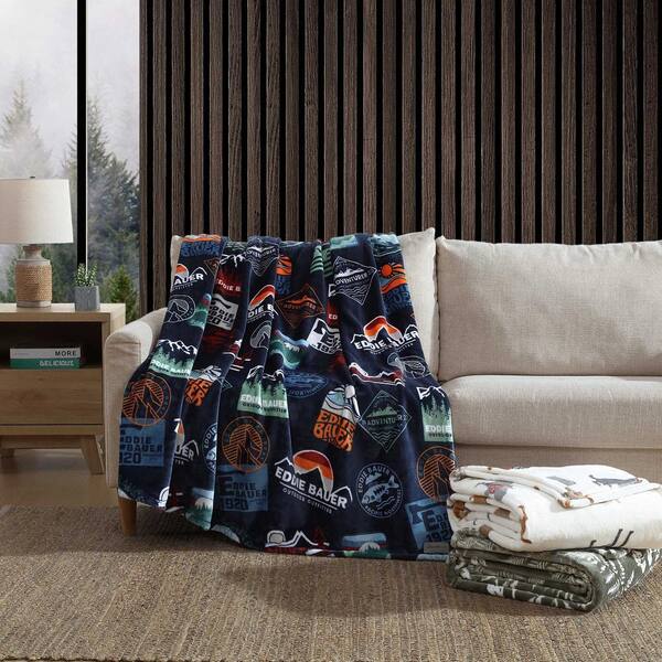 Eddie Bauer Dogs With Scarves Grey Ultra Soft Plush Fleece Twin