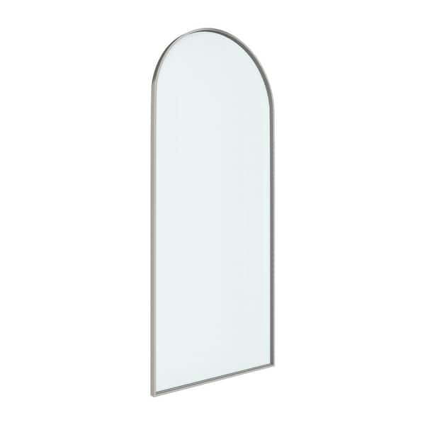 34 in.-34 in. W x 78 in. H Fixed Framed Curved Shower Door in Brushed Nickel with Fluted Glass and Easy-Clean Coating