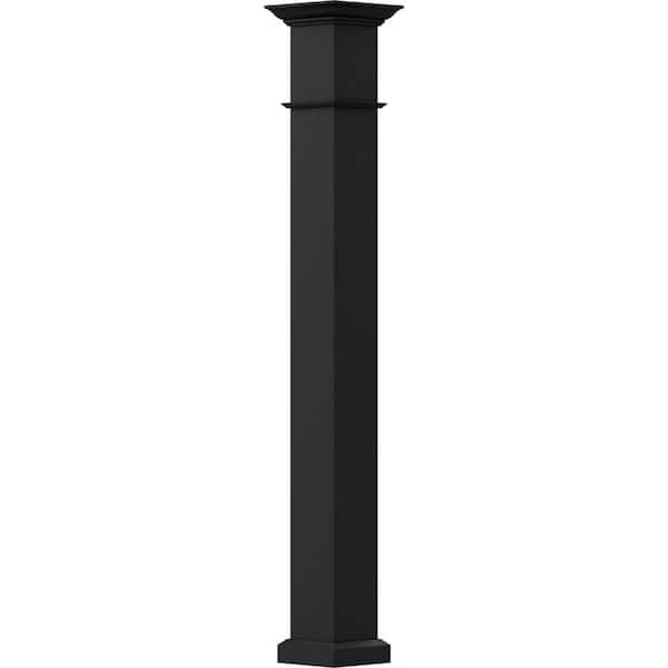 AFCO 10' x 5-1/2" Endura-Aluminum Wellington Style Column, Square Shaft (Post Wrap Installation), Non-Tapered, Textured Black