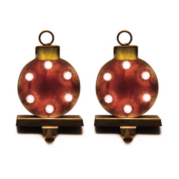 Glitzhome 7.48 in. H Marquee LED Ornament Stocking Holder (2Pack