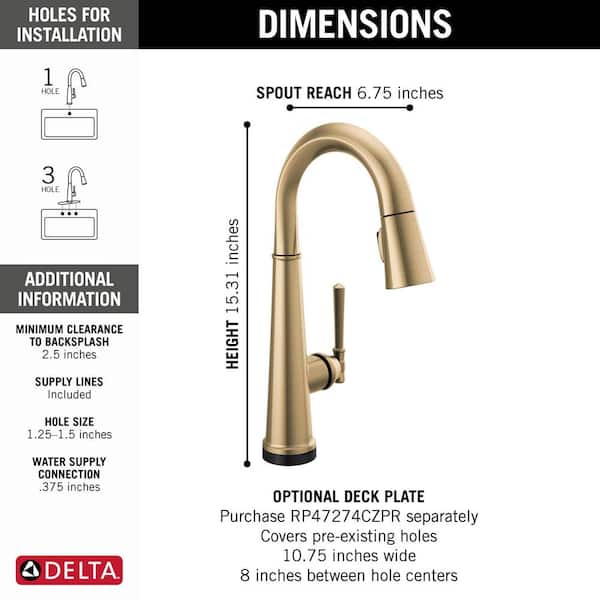 Emmeline Gold Single-Handle Bar Faucet with Touch2O in Lumicoat Champagne Bronze