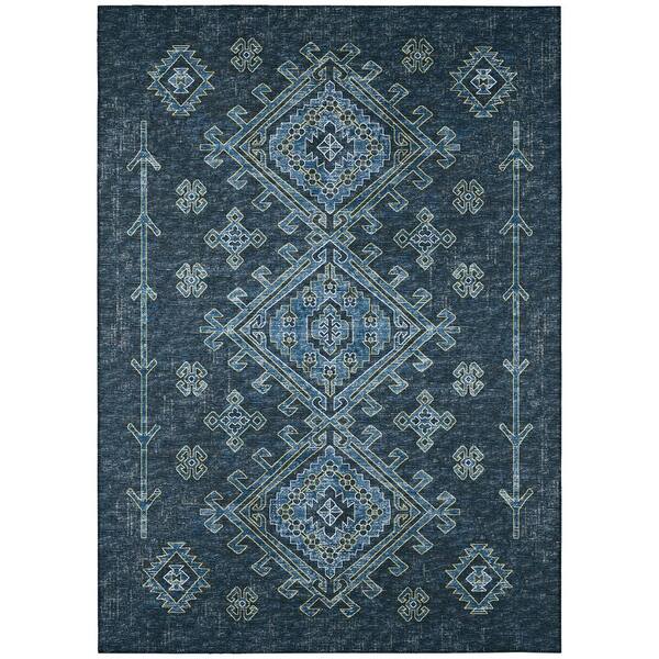 Addison Rugs Bravado Blue 8 ft. x 10 ft. Geometric Indoor/Outdoor Washable Area Rug