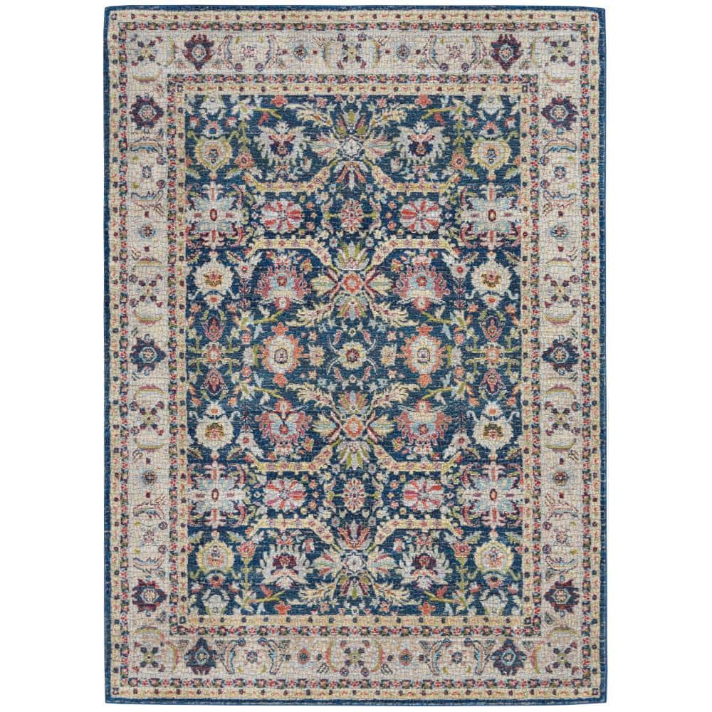 Vintage Elegance Round Multicolor Synthetic 63" Area Rug