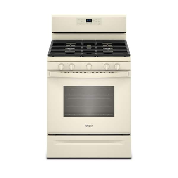 Whirlpool 5.0 cu. ft. Gas Range with Self-Cleaning Oven and Center Oval Burner in Biscuit