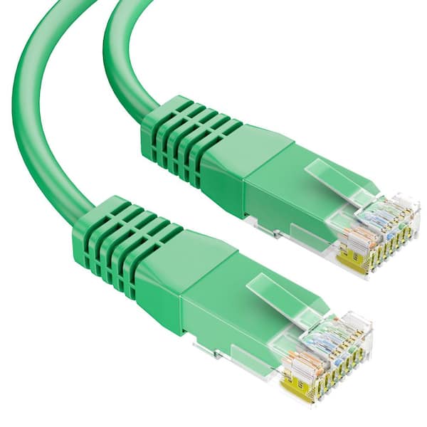20 ft. Green CMP Cat 5e 350 MHz 24 AWG Solid Bare Copper Ethernet Network Wire Data Wire - RJ45 Plug Heat Resistant