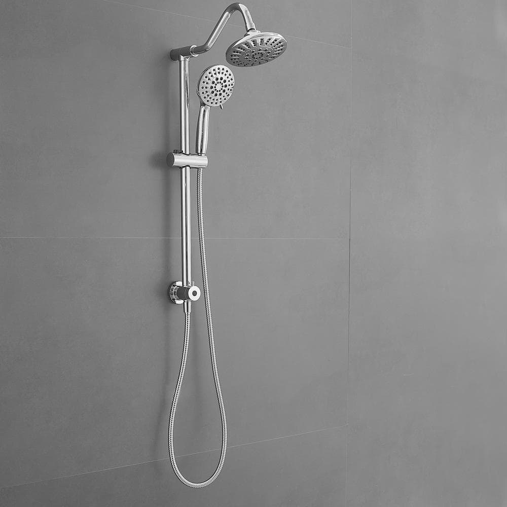 Chrome 5-Spray Wall Mount Shower Head with Handheld