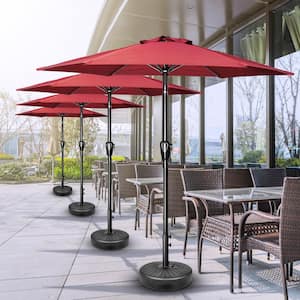 7.5 ft. Steel Market Tilt Patio Umbrella in Red with Free Standing Base