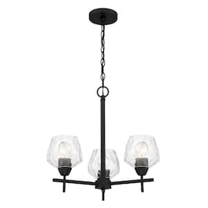Camrin 3-Light Black Chandelier with Clear Glass Shades