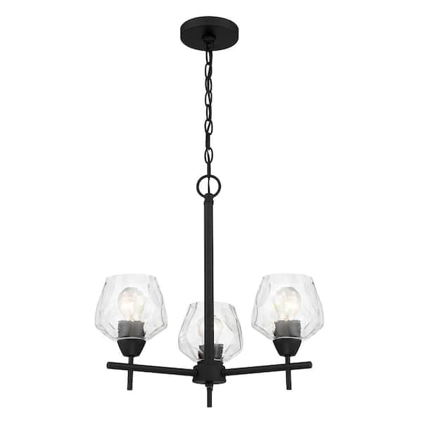 Minka Lavery Camrin 3-Light Black Chandelier with Clear Glass Shades