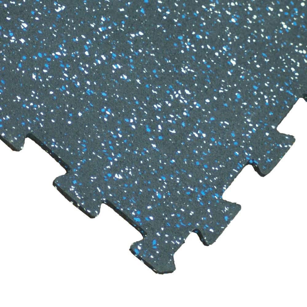 Large Blue/White Speckle Recycled Rubber Outdoor Interlocking Tiles