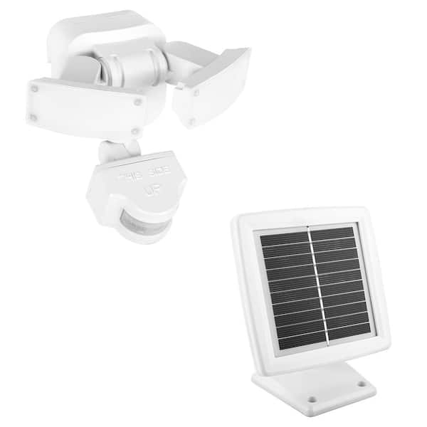 Defiant 500 Lumens 180-Degree White Solar Powered Motion Activated Outdoor Integrated LED Flood Light