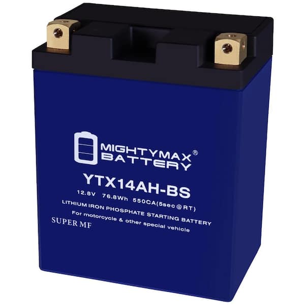 MIGHTY MAX BATTERY YTX14AH-BSLIFEPO4-12-Volt 12 AH, 400 CCA, Lithium Iron Phosphate (LiFePO4) Battery