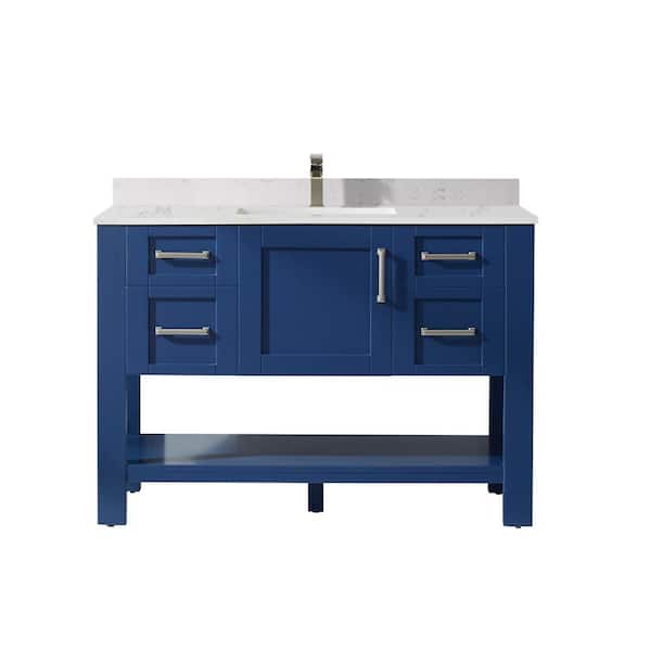 ROSWELL Grayson 48 in. Bath Vanity in Jewelry Blue with Composite Vanity Top in White with White Basin