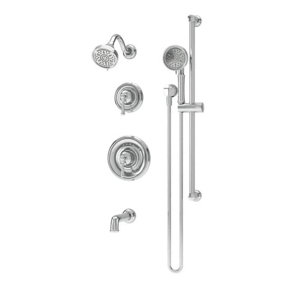 Braston HydroMersion Double Handle Tub and Shower Trim Kit with Hand Spray in Polished Chrome (Valve Not Included)