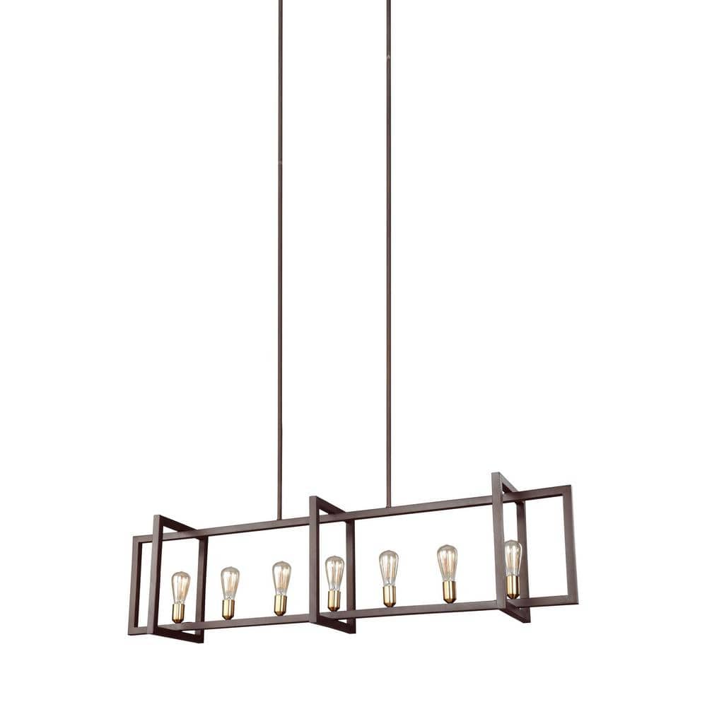 Finnegan New World Bronze Geometric 7-Light Island Chandelier
