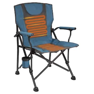 Blue Polyester Heated Camping Chair