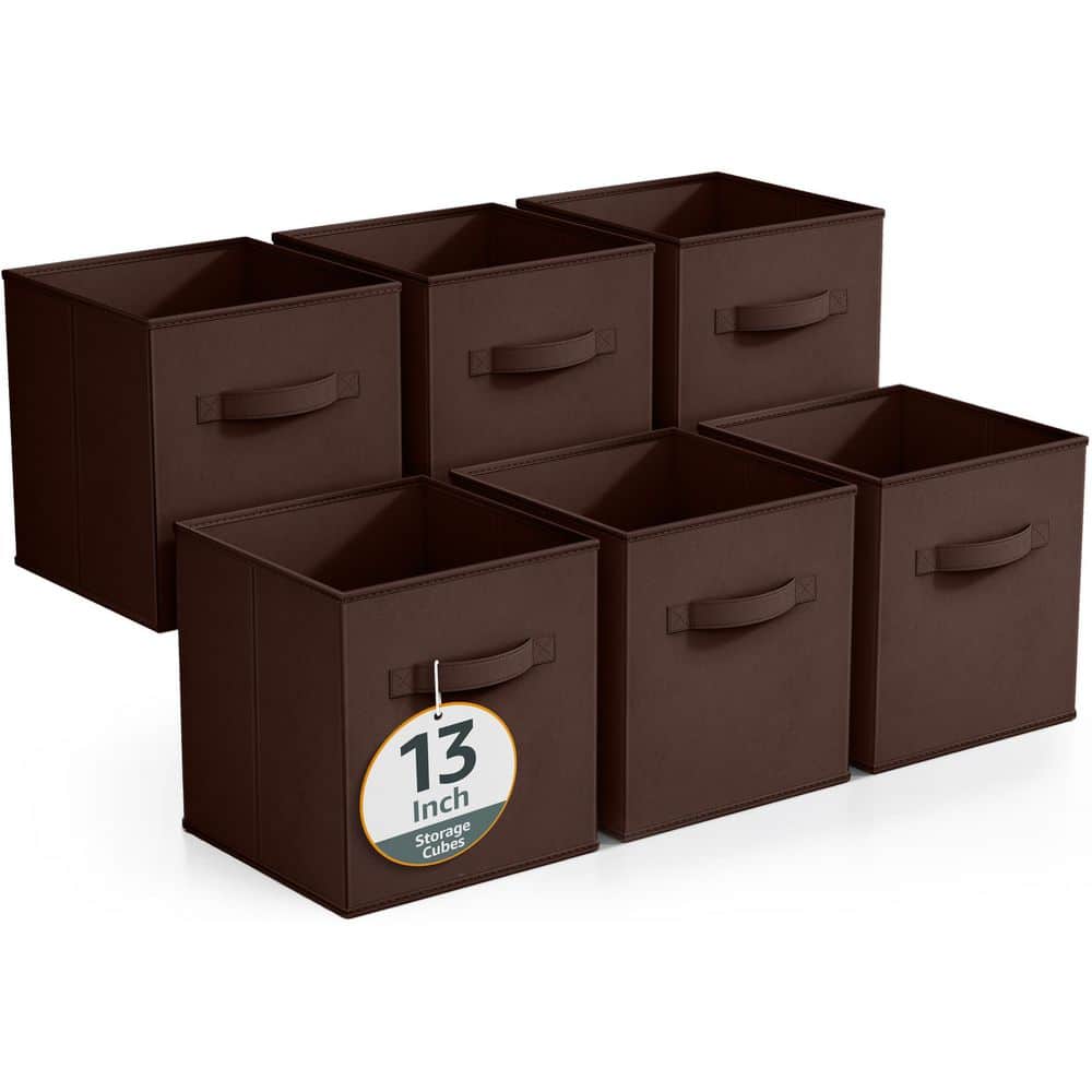 Large Storage Cubes with Handles, Brown 13 in. x 13 in. Fabric Decorative B