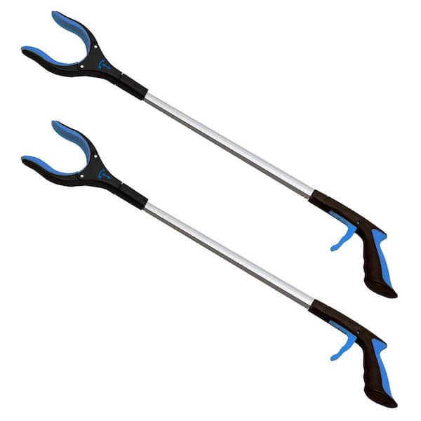34 in. Extra Long Grabber Reacher Rotating Jaw Mobility Aid Reaching Assist Tool Blue (2-Pack)