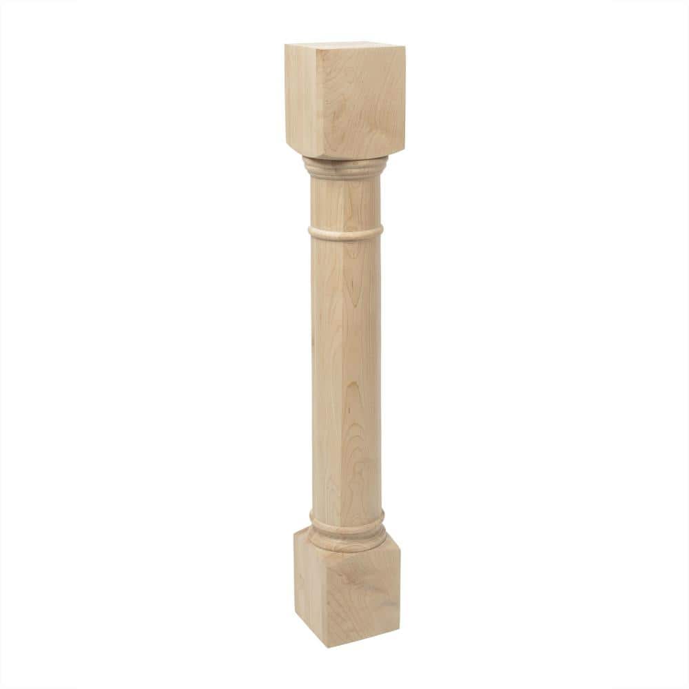 35.25" Unfinished Hard Maple Traditional Kitchen Island Leg