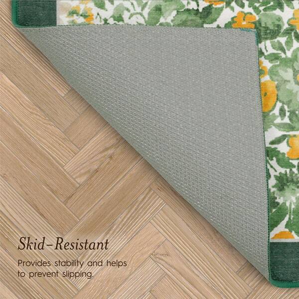 Laura Ashley Loveston Floral Chenille Green 2 ft. x 4 ft