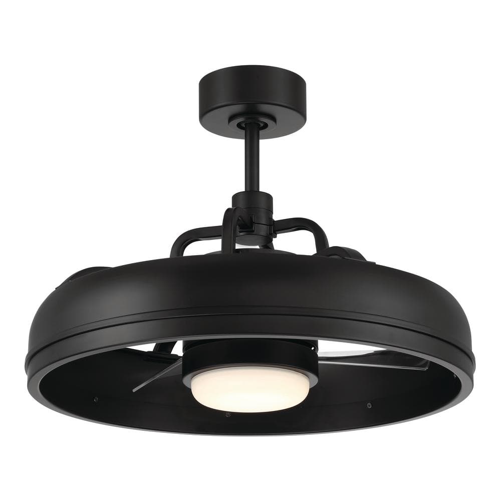 Taylor 24-Inch Flat Black Ceiling Fan with Frost White Glass Shade