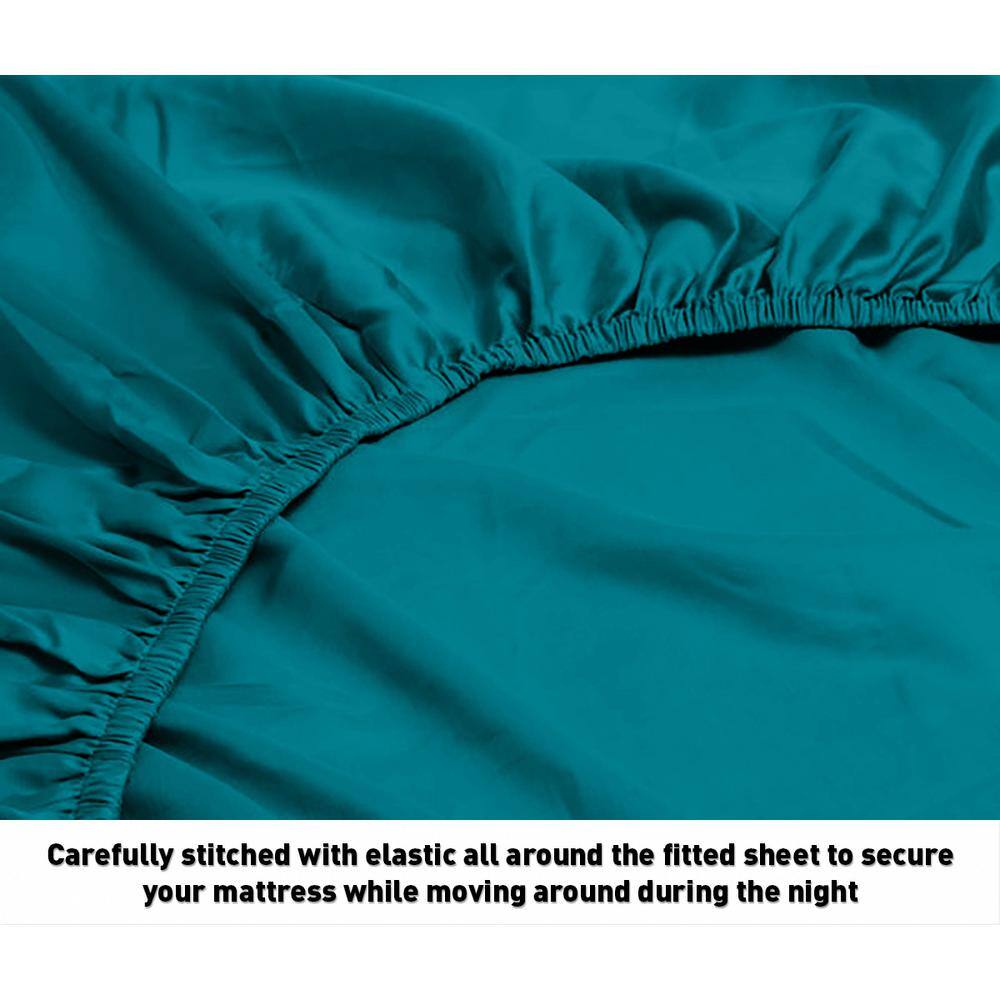 Teal Twin XL Egyptian Cotton Satin Sheet Set
