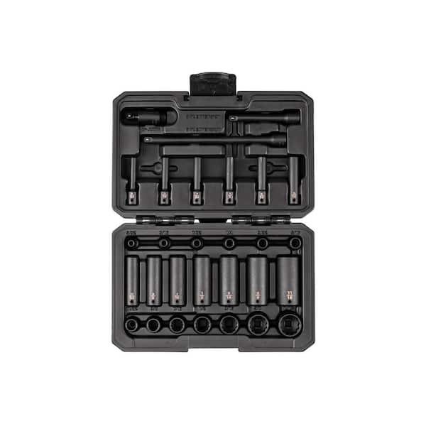 TEKTON 1/4 in. Drive 12-Point Impact Socket Set with Case, 29-Piece (5/32-11/16 in. )