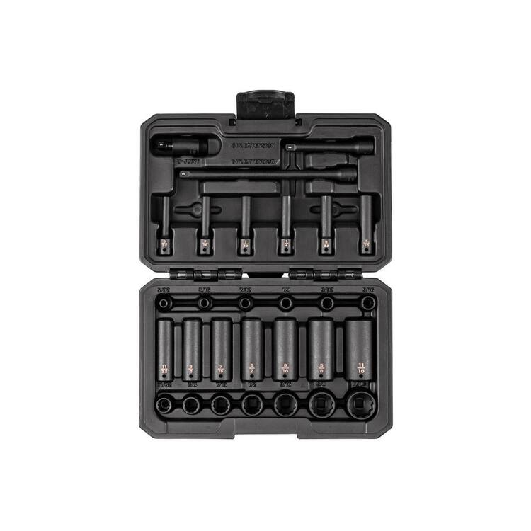 TEKTON 1/4 in. Drive 12-Point Impact Socket Set with Case, 29-Piece (5/32-11/16 in. )