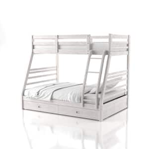 Daxter Wire Brushed White Twin Over Full Bunk Bed With Drawers