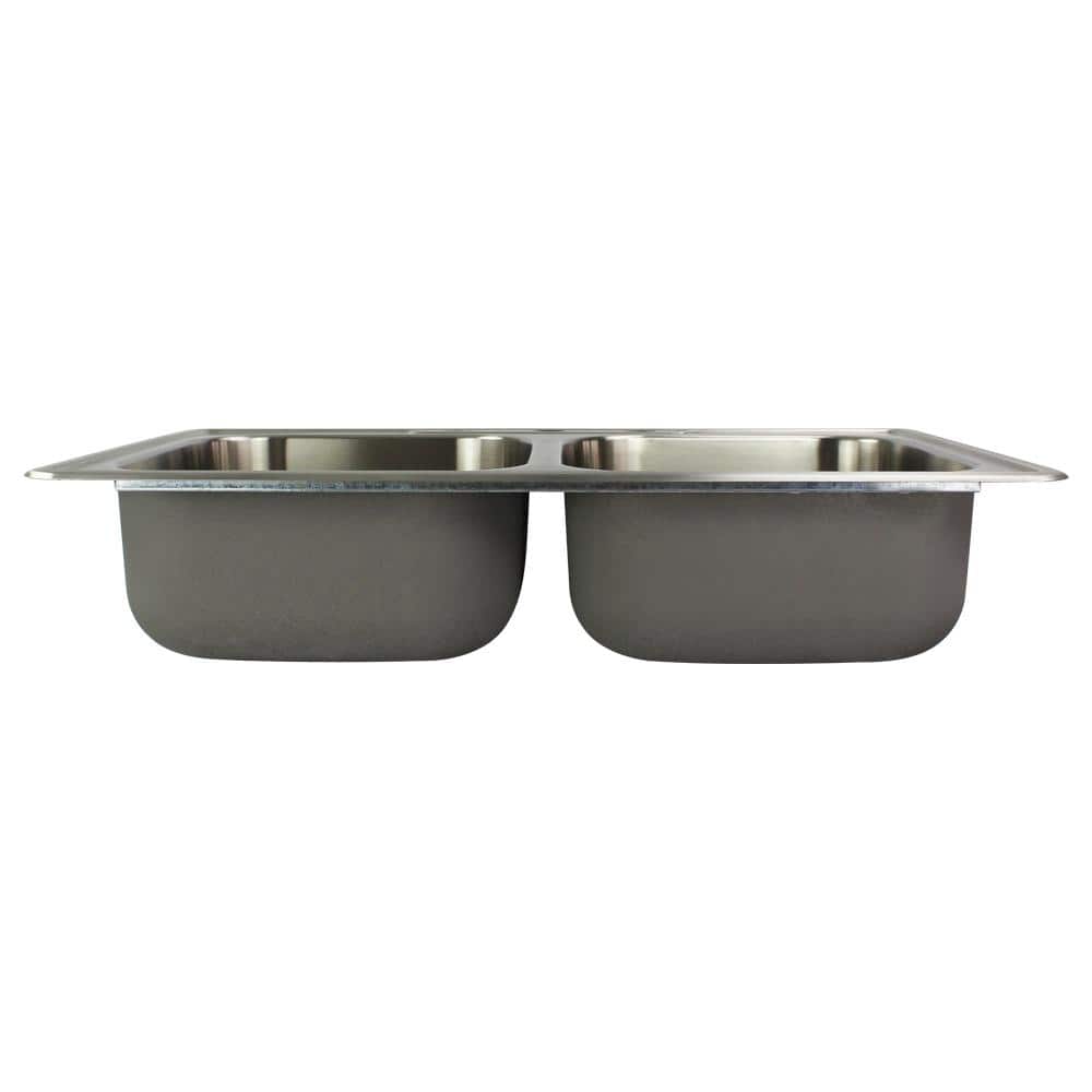 33'' Brushed Stainless Steel Double Bowl Drop-In Kitchen Sink