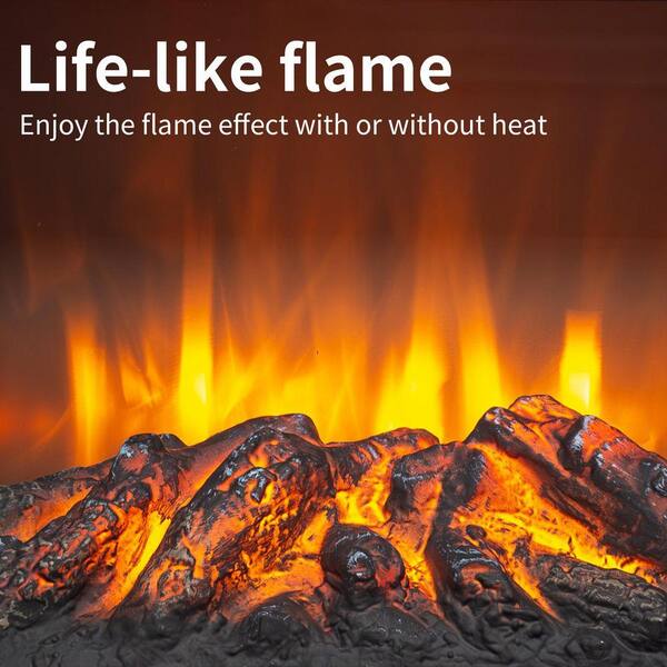 14 in. W 3-sided Freestanding Electric Fireplace in Blue Stove