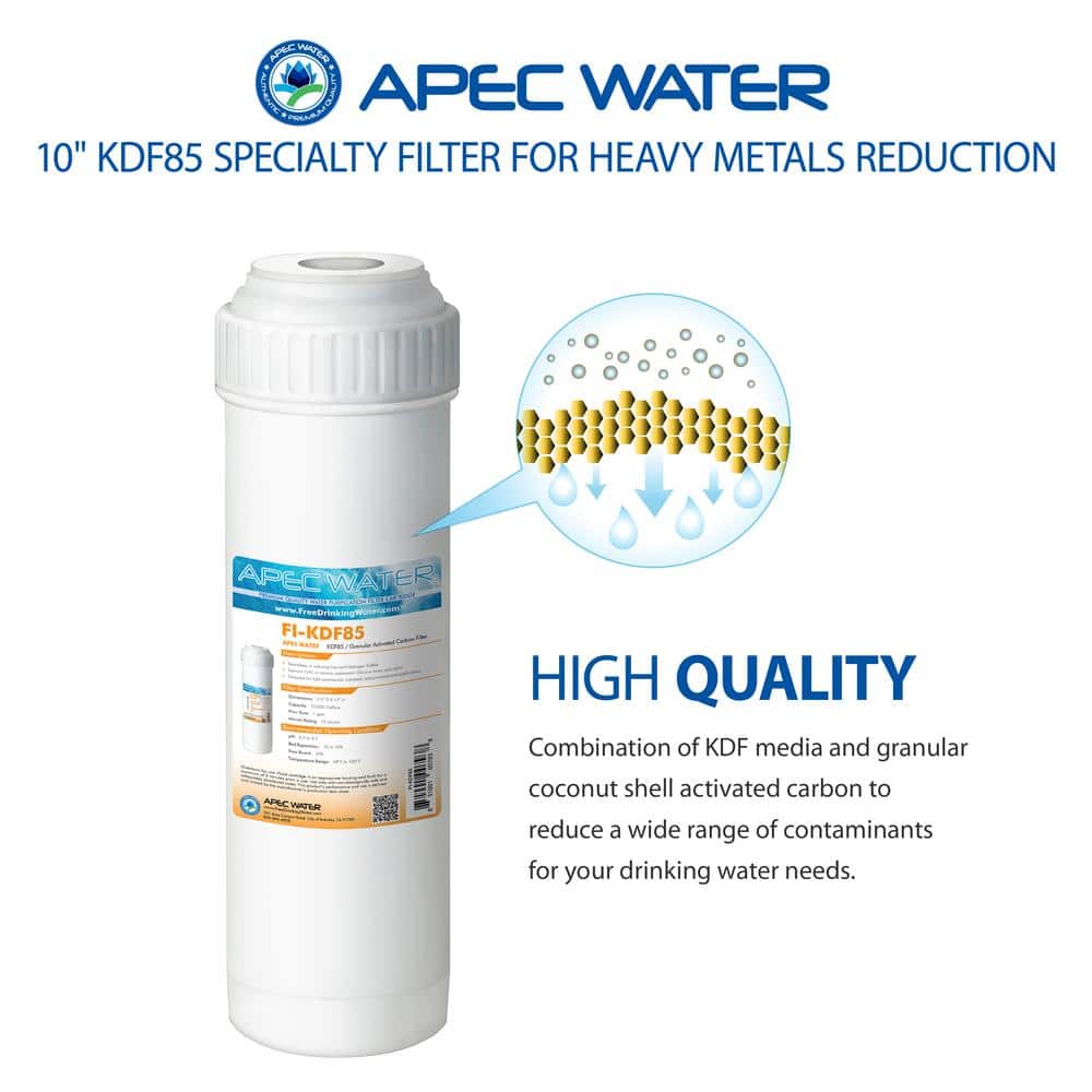 APEC 10" White KDF85 Granular Activated Carbon Water Filter