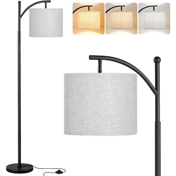 Etokfoks 61.8 in. Grey and Black 1-Light Dimmable Standard Floor Lamp for Living Room, Bedroom, Office, Classroom and Dorm Room