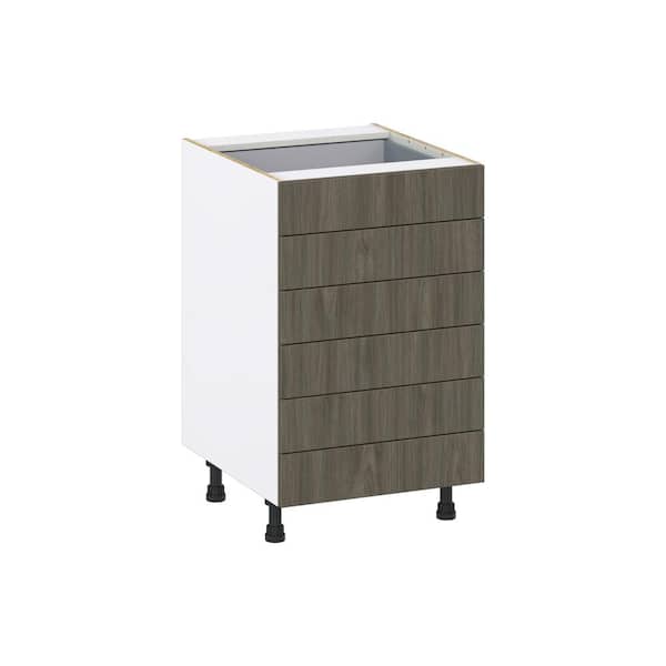 J COLLECTION Medora Textured 27 in. W x 34.5 in. H x 24 in. D in Slab Walnut Shaker Assembled Base Kitchen Cabinet with 3 Drawers