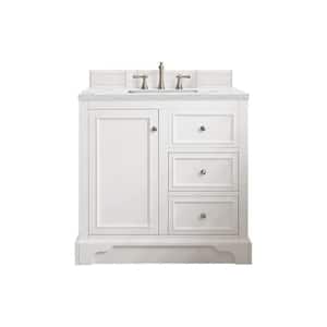 De Soto 37.30 in. W x 23.5 in. D x 36.3 in. H Bathroom Vanity in Bright White with Ethereal Noctis Quartz Top