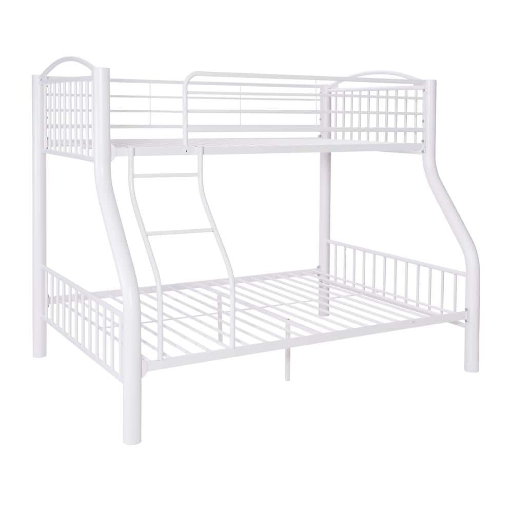 Janvier White Powder Coated Heavy Metal Twin Over Full Bunk Bed