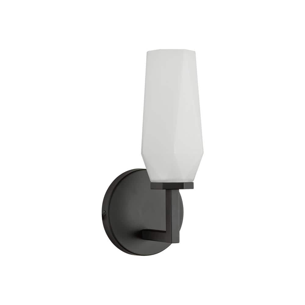 Krysta Matte Black and Opal Glass 2-Light Vanity Light