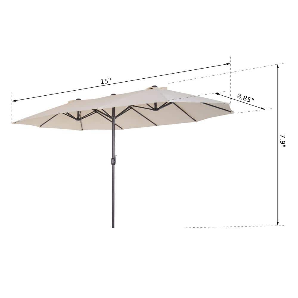 Extra Large Cream White Steel Double-Sided Patio Umbrella
