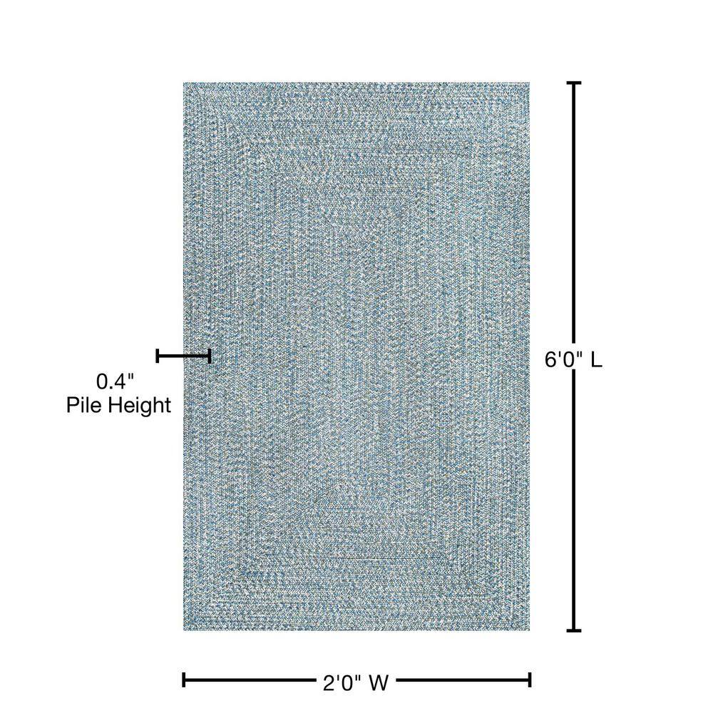 Aqua Braided Synthetic Indoor/Outdoor Area Rug, 4x6