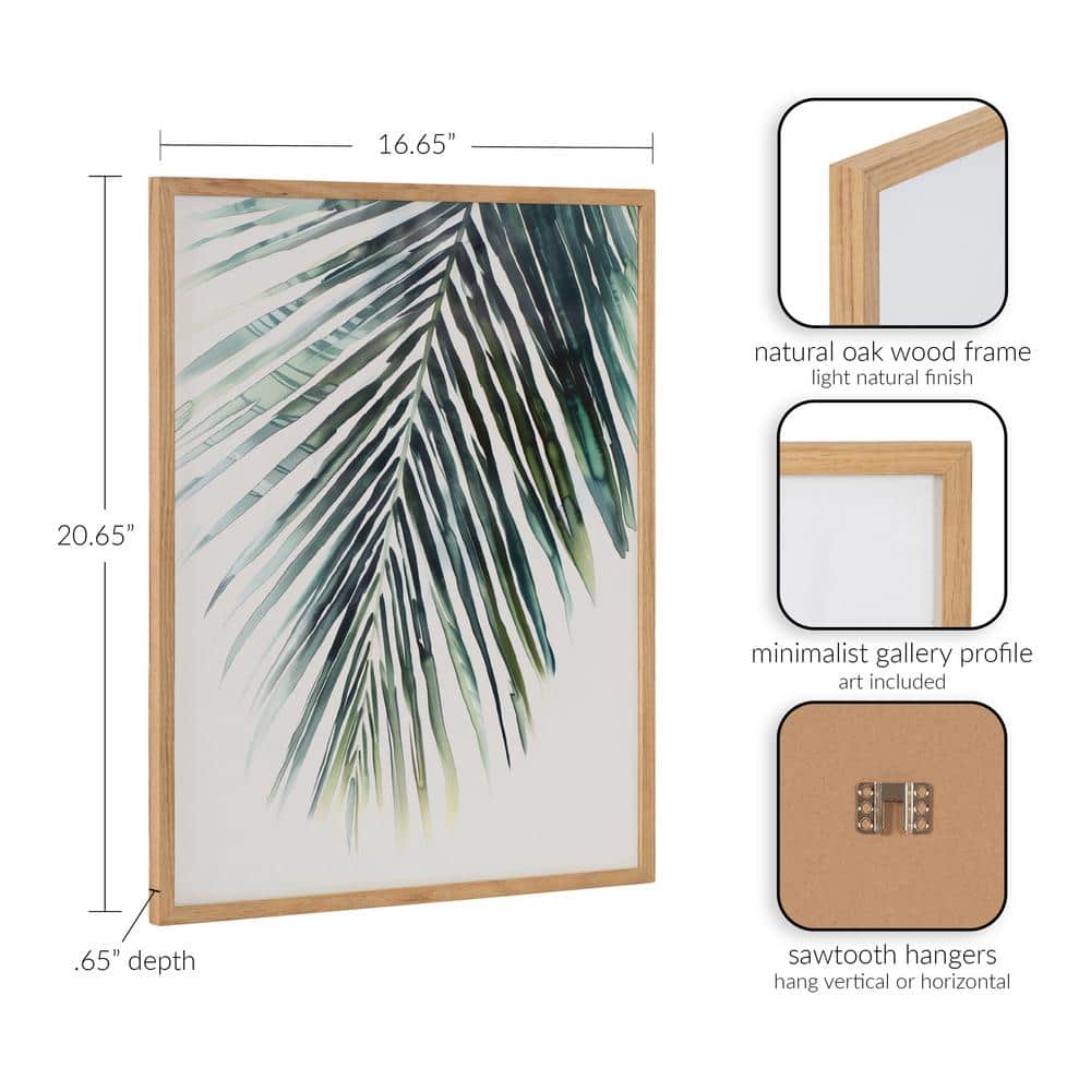 Natural Oak Framed Tropical Botanical Palm Print Art 16x20