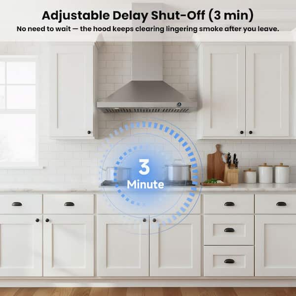 30 in. 900 CFM Convertible Wall Mount Range Hood in Stainless Steel with 4-Speed, LED Lights and 10-Year Warranty