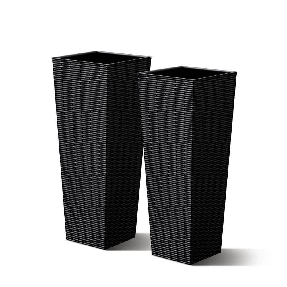 24 in. Black Plastic Tall Square Planter (Set of 2) price history on PriceWatchPro