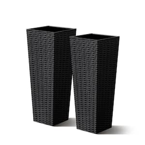 Tozey 32 in. Black Plastic Tall Square Planter (Set of 2) T
