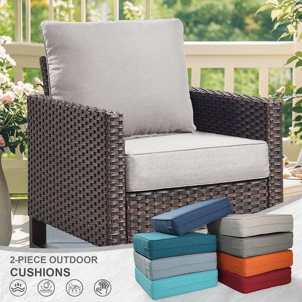 24 in. x 24 in. x 6 in. CushionGuard Outdoor Thicken Lounge Chair Deep Seat Replacement Cushion Set in Beige