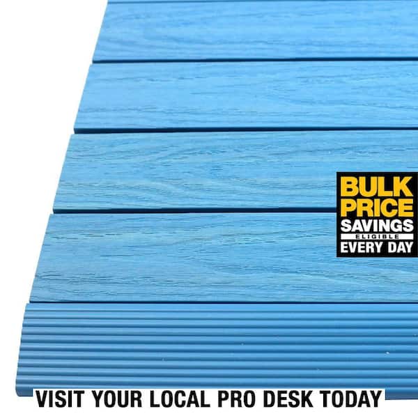 1/6 ft. x 1 ft. Quick Deck Composite Deck Tile Straight Fascia in Caribbean Blue (4-Pieces/Box)