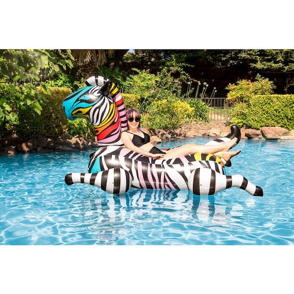 Poolmaster Rainbow Zany Zebra Jumbo Rider 81747 - The Home Depot