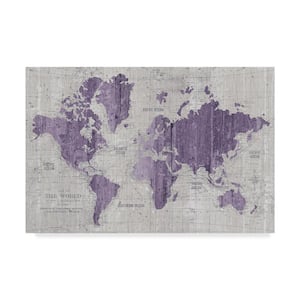 Old World Map Purple Gray by Wild Apple Portfolio 30 in. x 47 in.