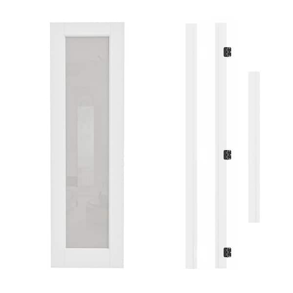24 in. x 80 in. 1-Lite Frosted Glass Right Hand White Solid Core Glass Single Prehung Interior Door+ Quick Assemble Jamb