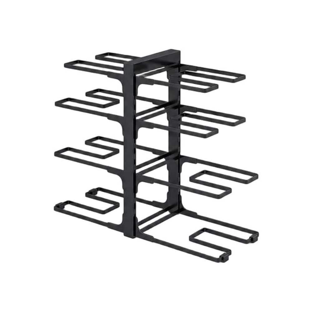 8-Tier Heavy-Duty Black Coated Adjustable Pot Rack, Kitchen Cookware Organizer for Cabinet Storage and Organization