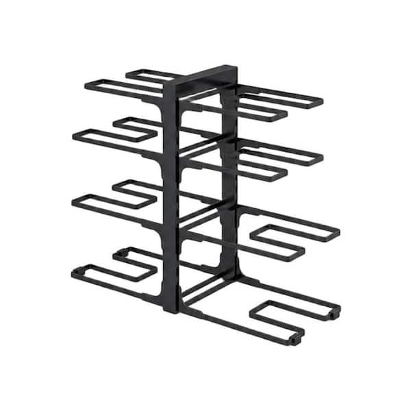 8-Tier Heavy-Duty Black Coated Adjustable Pot Rack, Kitchen Cookware Organizer for Cabinet Storage and Organization
